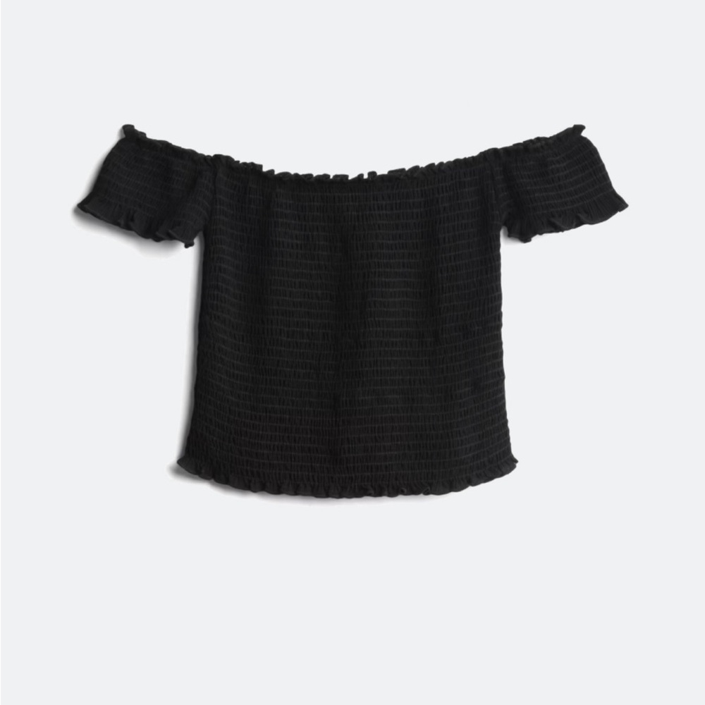 Black Off-Shoulder Crop Top